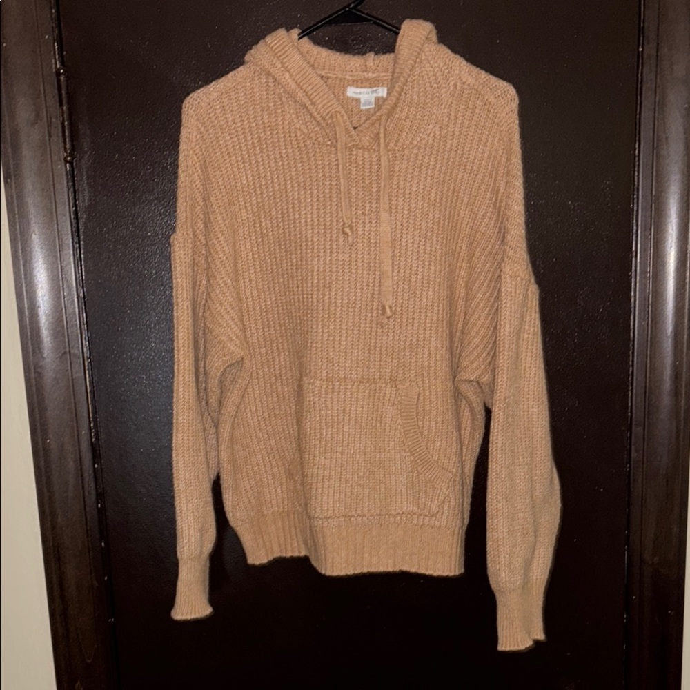 Tan Hooded Chunky Knit Sweater